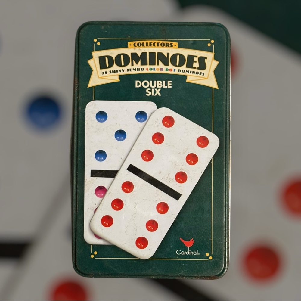 Cardinal Used Double Six Dominoes Set - Multicolor in Collector’s Tin